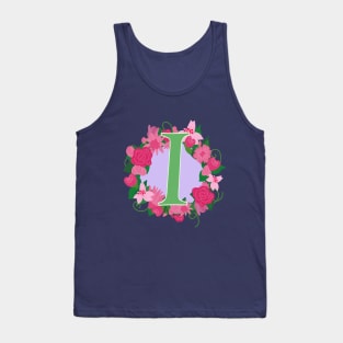 Monogram I, Personalized Floral InitiaI Tank Top